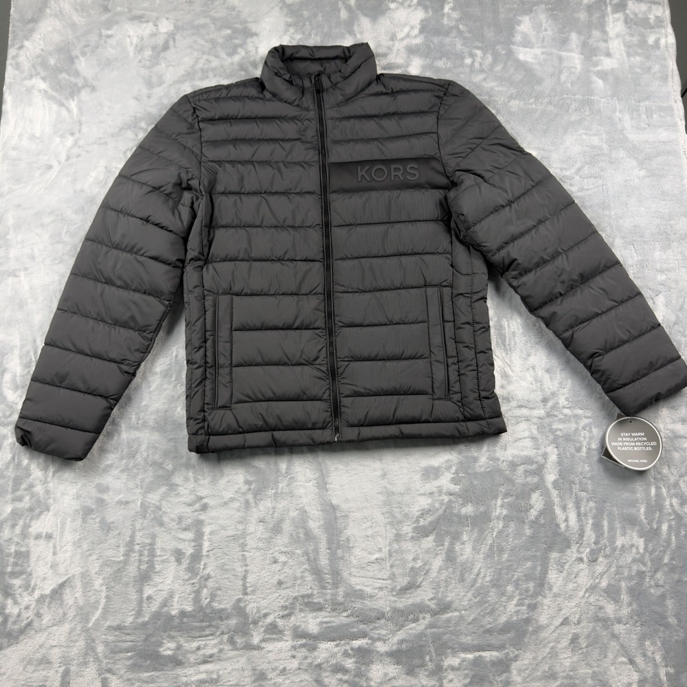 Michael Kors Mens Travel Engineered Puffer Jacket Black MX63554 S